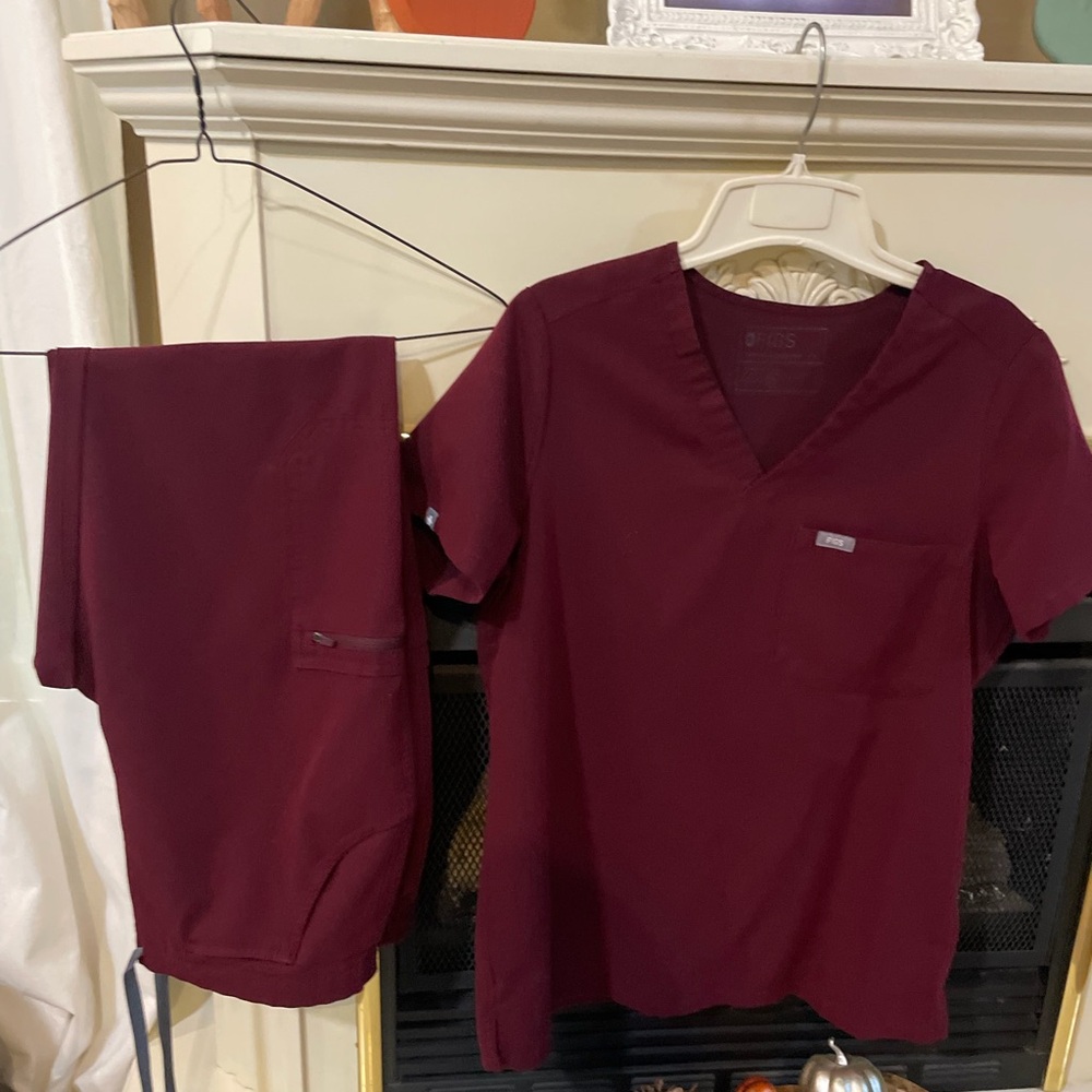 Burgundy Scrub Set